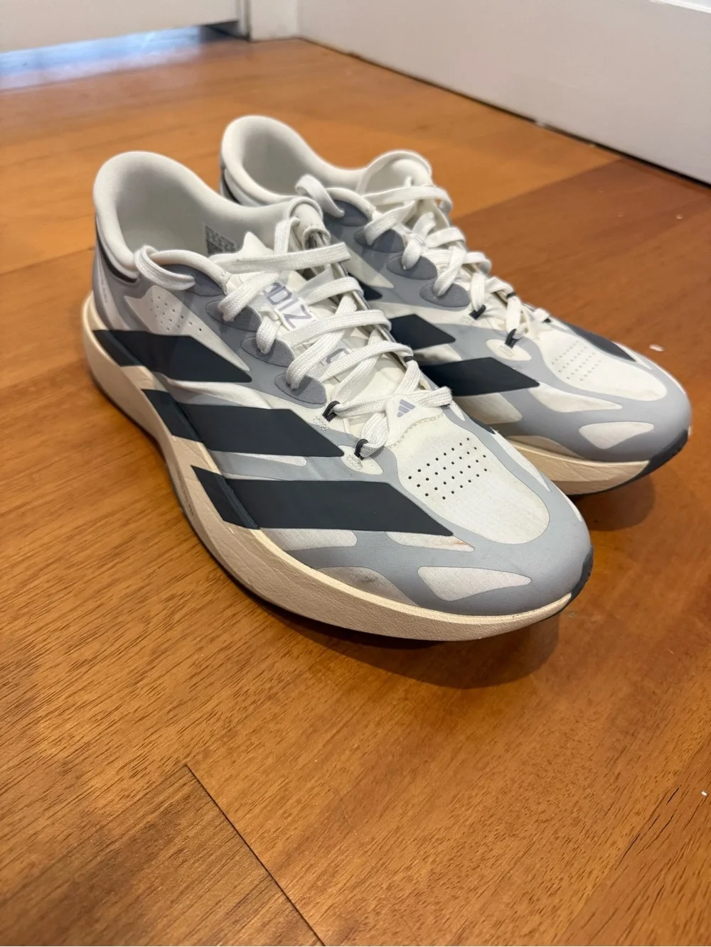 adidas Gray, White & Dark Gray Performance Sneakers